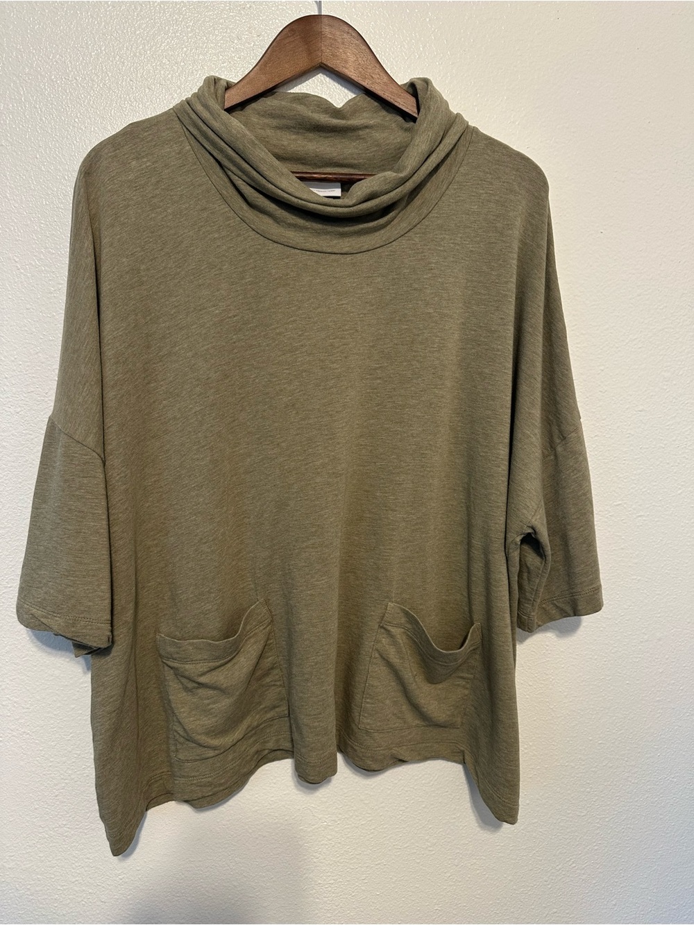 J.Jill PureJill Cowl Neck Short Sleeve Tee in Olive Green